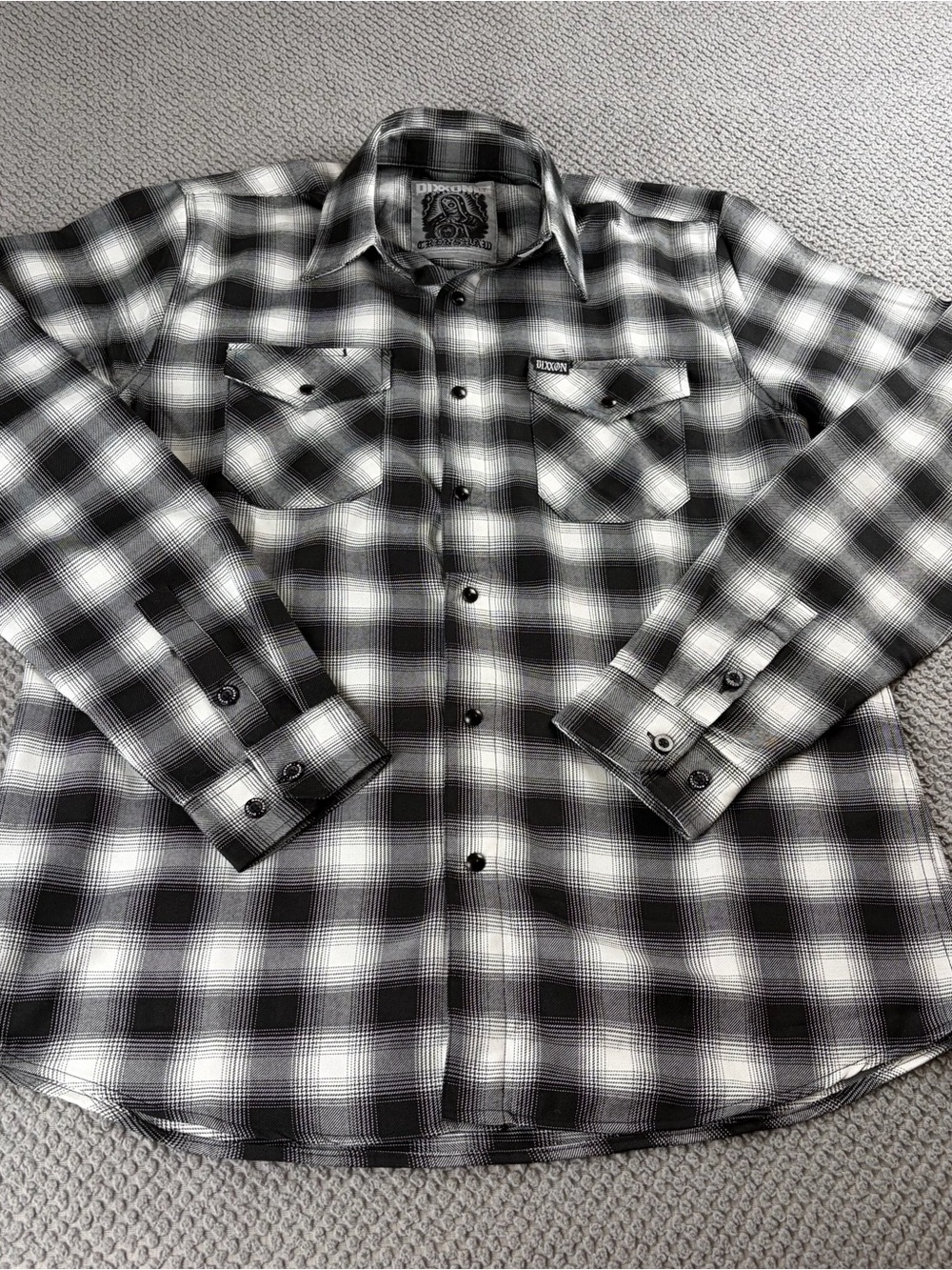 DIXXON Black and White Plaid Men's Button-Down Shirt LT Crenshaw